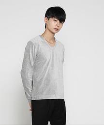 VANQUISH / ヴァンキッシュ プレミアム ベロア Vネック 長袖 Tシャツ
