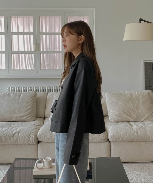 SONA(ソナ)の「SONYUNARA ボタンポイントレザージャケット(ブルゾン・レディース・ブラック・FREE)」の17枚目の写真