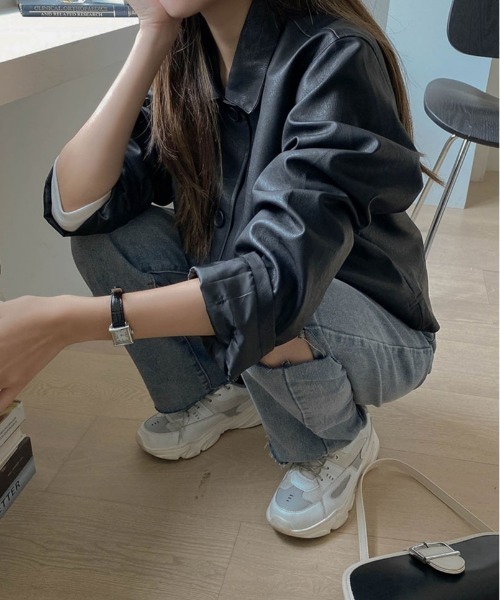 SONA(ソナ)の「SONYUNARA ボタンポイントレザージャケット(ブルゾン・レディース・ブラック・FREE)」の15枚目の写真