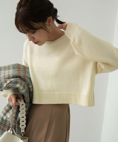 Edit Sheen（エディットシーン）の「バックデザインクロップドニット（ニット/セーター・レディース・モカ/キャメル/アイボリー/ネイビー・MEDIUM）」の3枚目の写真