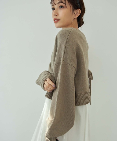 Edit Sheen（エディットシーン）の「バックデザインクロップドニット（ニット/セーター・レディース・モカ/キャメル/アイボリー/ネイビー・MEDIUM）」の6枚目の写真