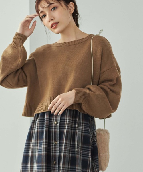 Edit Sheen（エディットシーン）の「バックデザインクロップドニット（ニット/セーター・レディース・モカ/キャメル/アイボリー/ネイビー・MEDIUM）」の8枚目の写真