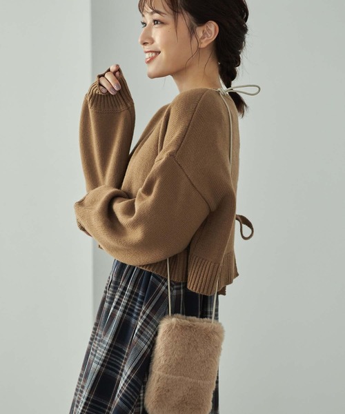 Edit Sheen（エディットシーン）の「バックデザインクロップドニット（ニット/セーター・レディース・モカ/キャメル/アイボリー/ネイビー・MEDIUM）」の13枚目の写真
