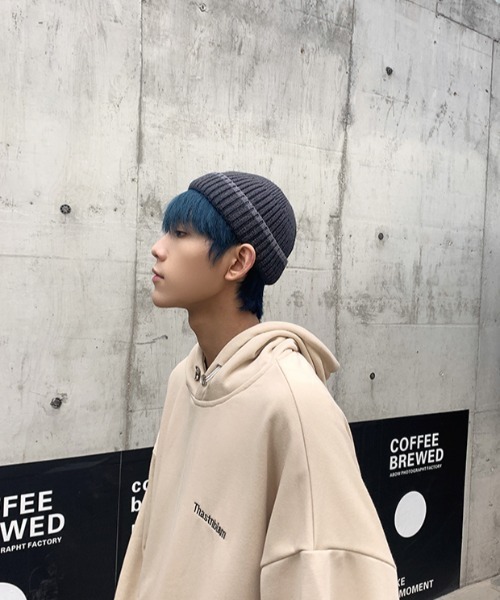 MGV（エムジーヴィー）の「ラインリブロールワッチニットキャップ（ニットキャップ/ビーニー・メンズ・ブルー/グレー/ブラック/ブラウン/オレンジ・FREE）」の3枚目の写真