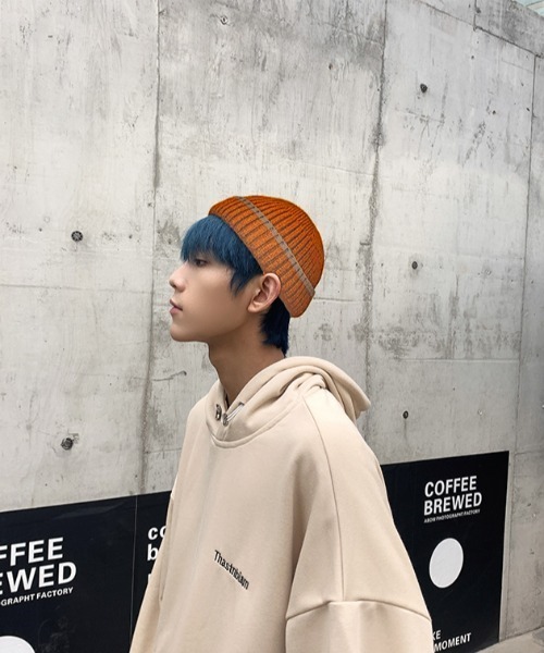 MGV（エムジーヴィー）の「ラインリブロールワッチニットキャップ（ニットキャップ/ビーニー・メンズ・ブルー/グレー/ブラック/ブラウン/オレンジ・FREE）」の5枚目の写真