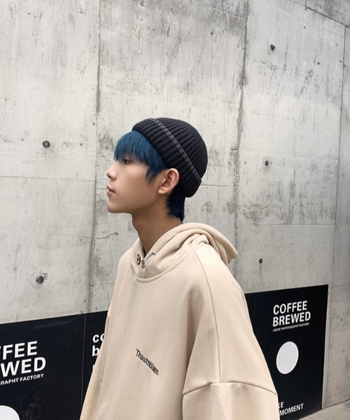 MGV（エムジーヴィー）の「ラインリブロールワッチニットキャップ（ニットキャップ/ビーニー・メンズ・ブルー/グレー/ブラック/ブラウン/オレンジ・FREE）」の2枚目の写真