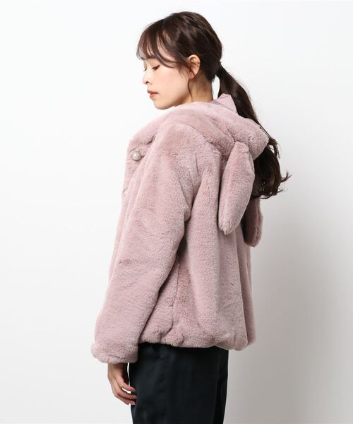 Clice de Paris（クリシェドゥパリス）の「ESエコファーうさ耳パーカー（その他アウター・レディース・ピンク/ブラック・ONESIZE）」の8枚目の写真