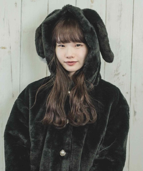 Clice de Paris（クリシェドゥパリス）の「ESエコファーうさ耳パーカー（その他アウター・レディース・ピンク/ブラック・ONESIZE）」の12枚目の写真