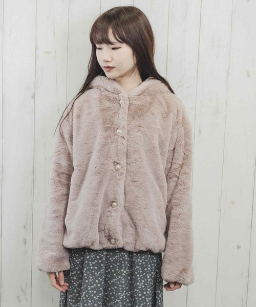 Clice de Paris（クリシェドゥパリス）の「ESエコファーうさ耳パーカー（その他アウター・レディース・ピンク/ブラック・ONESIZE）」の7枚目の写真