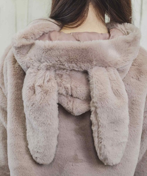 Clice de Paris（クリシェドゥパリス）の「ESエコファーうさ耳パーカー（その他アウター・レディース・ピンク/ブラック・ONESIZE）」の17枚目の写真