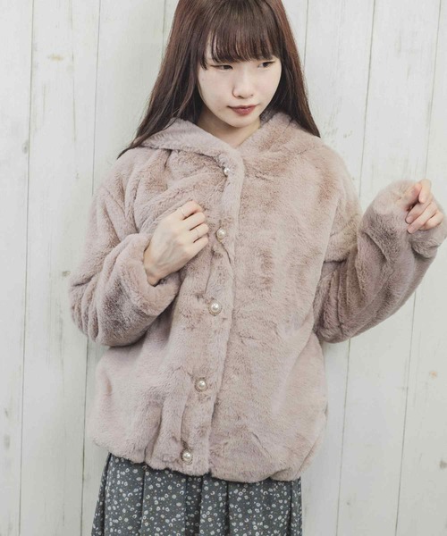 Clice de Paris（クリシェドゥパリス）の「ESエコファーうさ耳パーカー（その他アウター・レディース・ピンク/ブラック・ONESIZE）」の13枚目の写真