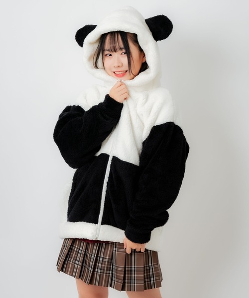 WEGO（ウィゴー）の「WEGO/パンダパーカー（ルームウェア/パジャマ・レディース・ブラック・FREE）」の3枚目の写真