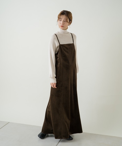 Kastane（カスタネ）の「ベロアギンガムマーメイドワンピース（ワンピース・レディース・ブラウン/ブラック・FREE）」の3枚目の写真