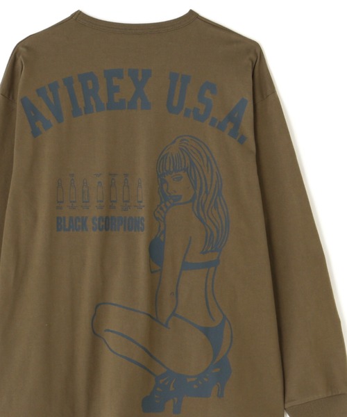 AVIREX（アヴィレックス）の「【WEB＆DEPOT限定】ブラックスコーピオンズ 長袖 Tシャツ / BLACK SCORPIONS LONG SLEEVE T-SHIRT / アヴィレックス / AVIREX（Tシャツ/カットソー・メンズ・ホワイト/ブラック/その他/オリーブ系3・M/L/XL/2XL）」の3枚目の写真