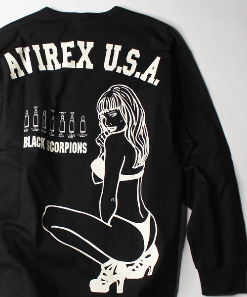 AVIREX（アヴィレックス）の「【WEB＆DEPOT限定】ブラックスコーピオンズ 長袖 Tシャツ / BLACK SCORPIONS LONG SLEEVE T-SHIRT / アヴィレックス / AVIREX（Tシャツ/カットソー・メンズ・ホワイト/ブラック/その他/オリーブ系3・M/L/XL/2XL）」の2枚目の写真