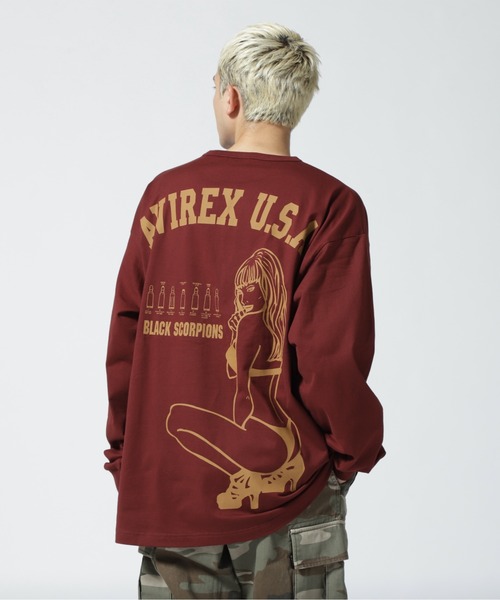AVIREX（アヴィレックス）の「【WEB＆DEPOT限定】ブラックスコーピオンズ 長袖 Tシャツ / BLACK SCORPIONS LONG SLEEVE T-SHIRT / アヴィレックス / AVIREX（Tシャツ/カットソー・メンズ・ホワイト/ブラック/その他/オリーブ系3・M/L/XL/2XL）」の18枚目の写真