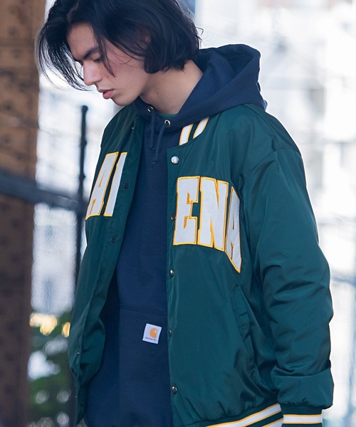 カレッジロゴ貼付け長袖ナイロンスタジャン Catn21 33 Ma 1 Silver Bullet シルバーバレット のファッション通販 Zozotown