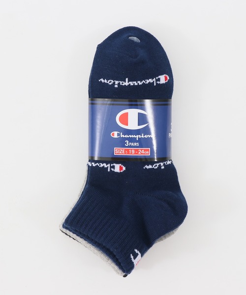 Champion(チャンピオン)の「【Champion/チャンピオン】キッズ 【3足組】ショートレングスソックス スクリプトロゴ総柄【ノンパイル】(ソックス/靴下・キッズ・その他・FREE)」の2枚目の写真