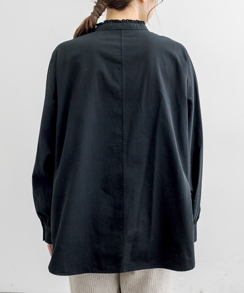 PUAL CE CIN（ピュアルセシン）の「ロゴ刺繍襟フリルブラウス（シャツ/ブラウス・レディース・ホワイト/ブラック・FREE）」の19枚目の写真