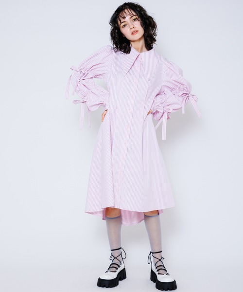 Candy Stripper（キャンディストリッパー）の「STRIPE SOCIETY SHIRT ワンピース（シャツワンピース・レディース・ピンク/グリーン/ブルー・2）」の18枚目の写真