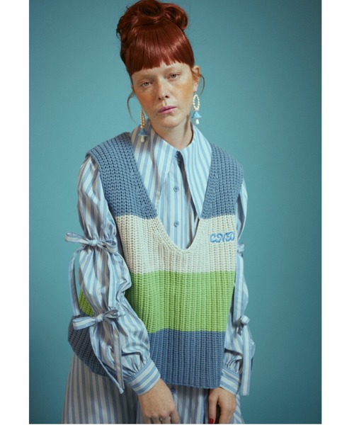 Candy Stripper（キャンディストリッパー）の「STRIPE SOCIETY SHIRT ワンピース（シャツワンピース・レディース・ピンク/グリーン/ブルー・2）」の4枚目の写真