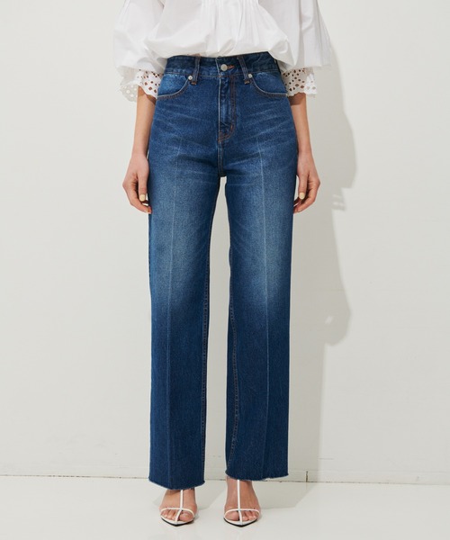 N.O.R.C（ノーク）の「デニムストレートワイドパンツ（デニムパンツ・レディース・ライトインディゴブルー/インディゴブルー・24/26）」の2枚目の写真