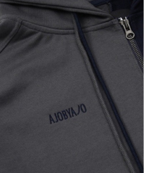 AJOBYAJO（アジョバイアジョ）の「【AJOBYAJO/アジョバイアジョ】Twofold Oversized Zip Up Hoodie/オーバーサイズ ビッグサイズ ジップアップフ-ディ ビッグシルエット パーカー（パーカー・メンズ・チャコールグレー/スカイブルー・ONE SIZE）」の10枚目の写真