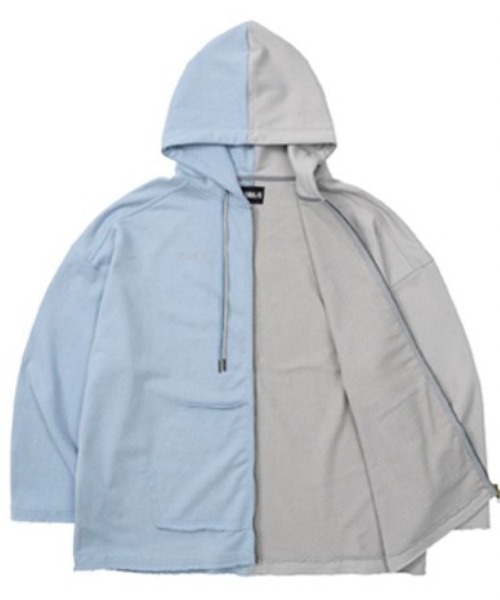 AJOBYAJO（アジョバイアジョ）の「【AJOBYAJO/アジョバイアジョ】Twofold Oversized Zip Up Hoodie/オーバーサイズ ビッグサイズ ジップアップフ-ディ ビッグシルエット パーカー（パーカー・メンズ・チャコールグレー/スカイブルー・ONE SIZE）」の21枚目の写真