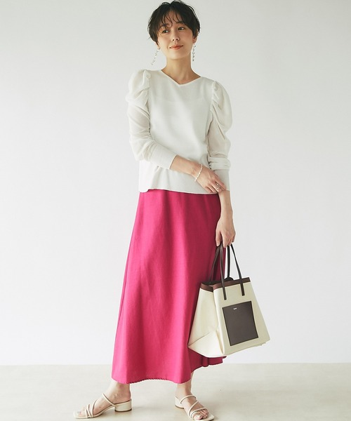 un dix cors（アンディコール）の「オトナ可愛い　2WAYシアーパワショルニット（ニット/セーター・レディース・ホワイト/ブラック/モスグリーン/サンドベージュ・FREE）」の7枚目の写真