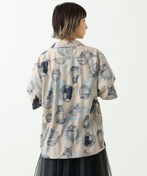 mmts（マミタス）の「365CAT.ART× mmts / 総柄 シャツ（シャツ/ブラウス・レディース・ベージュ/グリーン・SMALL/MEDIUM/LARGE）」の8枚目の写真