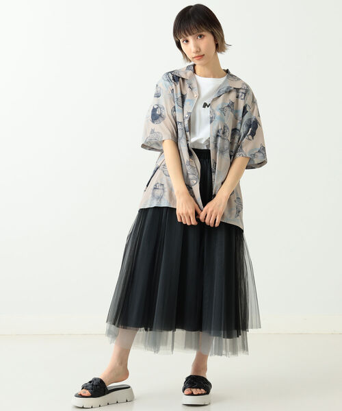 mmts（マミタス）の「365CAT.ART× mmts / 総柄 シャツ（シャツ/ブラウス・レディース・ベージュ/グリーン・SMALL/MEDIUM/LARGE）」の10枚目の写真