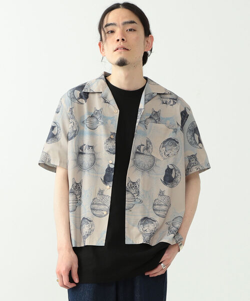 mmts（マミタス）の「365CAT.ART× mmts / 総柄 シャツ（シャツ/ブラウス・レディース・ベージュ/グリーン・SMALL/MEDIUM/LARGE）」の11枚目の写真