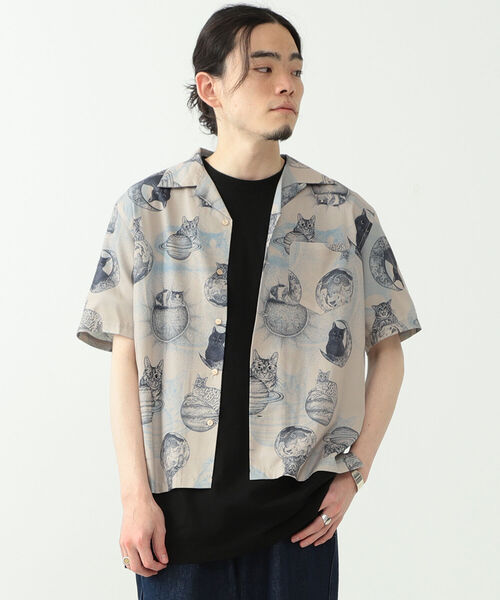 mmts（マミタス）の「365CAT.ART× mmts / 総柄 シャツ（シャツ/ブラウス・レディース・ベージュ/グリーン・SMALL/MEDIUM/LARGE）」の12枚目の写真