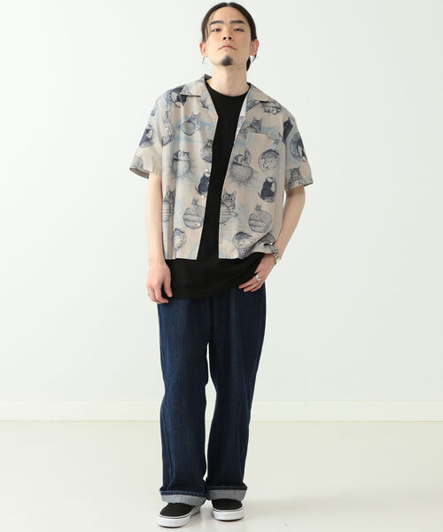 mmts（マミタス）の「365CAT.ART× mmts / 総柄 シャツ（シャツ/ブラウス・レディース・ベージュ/グリーン・SMALL/MEDIUM/LARGE）」の13枚目の写真