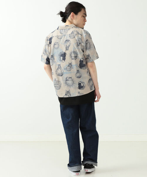 mmts（マミタス）の「365CAT.ART× mmts / 総柄 シャツ（シャツ/ブラウス・レディース・ベージュ/グリーン・SMALL/MEDIUM/LARGE）」の14枚目の写真