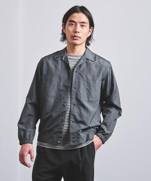 Camoshita（カモシタ）の「＜Camoshita（カモシタ）＞ オープンカラー シャツブルゾン（ブルゾン・メンズ・ダークグレー/ライラック・S/M/L）」の2枚目の写真
