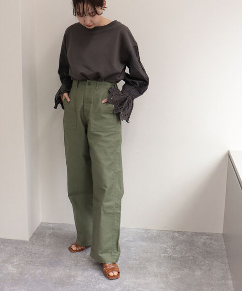 fredy emue(フレディエミュ)の「【WEB限定】レース袖ボリューム プルオーバーカットソー(Tシャツ/カットソー・レディース・ミント/チャコールグレー・38)」の9枚目の写真