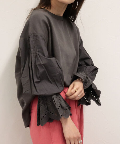 fredy emue(フレディエミュ)の「【WEB限定】レース袖ボリューム プルオーバーカットソー(Tシャツ/カットソー・レディース・ミント/チャコールグレー・38)」の15枚目の写真