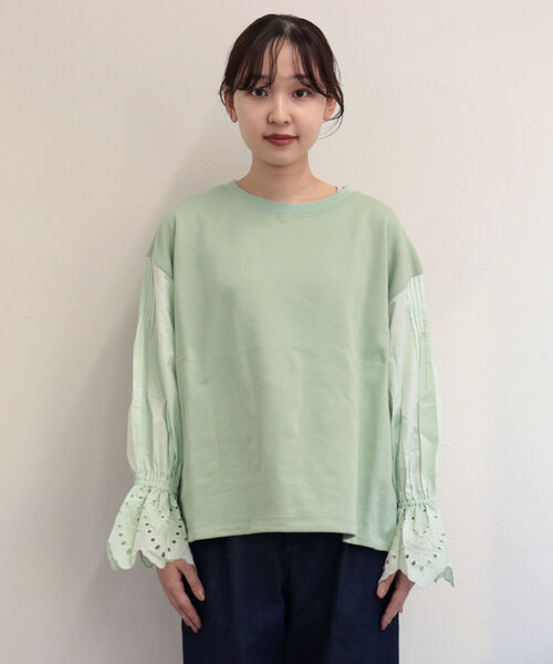 fredy emue(フレディエミュ)の「【WEB限定】レース袖ボリューム プルオーバーカットソー(Tシャツ/カットソー・レディース・ミント/チャコールグレー・38)」の18枚目の写真