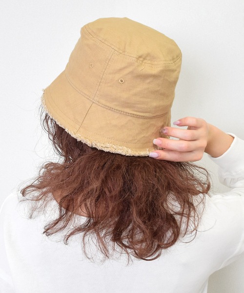 Flowering（フラワーリング）の「コットンフリンジハット（ハット・レディース・ベージュ/ネイビー/カーキ/サックスブルー・FREE）」の6枚目の写真