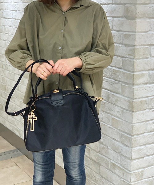 RiNc （リンク）の「【 NOLITA / ノリータ 】ボストン型 ショルダーストラップ付 ハンドバッグ ２Way ショルダーバッグ（ハンドバッグ・レディース・グレー/ブラック・FREE）」の2枚目の写真