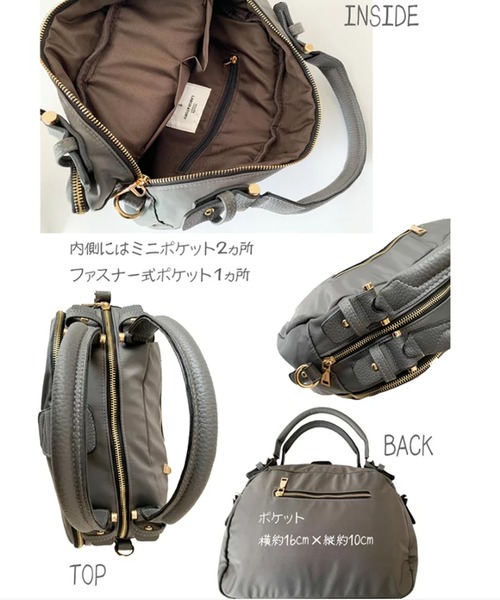 RiNc （リンク）の「【 NOLITA / ノリータ 】ボストン型 ショルダーストラップ付 ハンドバッグ ２Way ショルダーバッグ（ハンドバッグ・レディース・グレー/ブラック・FREE）」の10枚目の写真