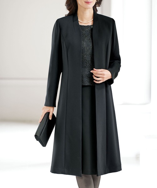 Plus フォーマルスーツ 小物 スーツセット 軽量洗えるロングジャケットワンピースアンサンブル スーツセット Belluna Plus フォーマルスーツ 小物 スーツセット 軽量洗えるロングジャケットワンピースアンサンブル スーツセット Belluna