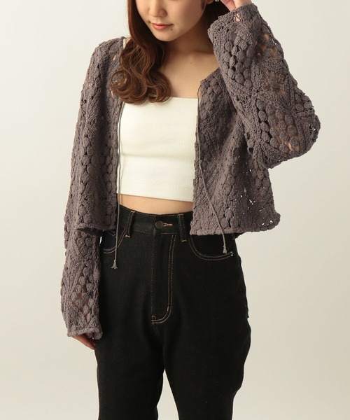 Heather(ヘザー)の「クロシェニットカーディガン 276036(カーディガン/ボレロ・レディース・チャコールグレー/オフホワイト/オレンジ・FREE)」の16枚目の写真