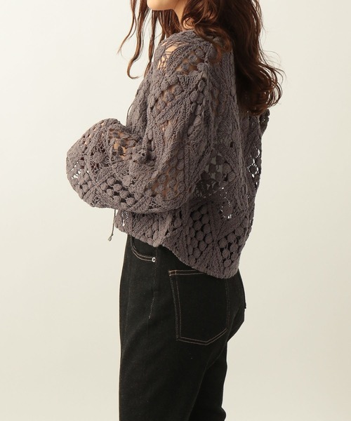Heather(ヘザー)の「クロシェニットカーディガン 276036(カーディガン/ボレロ・レディース・チャコールグレー/オフホワイト/オレンジ・FREE)」の17枚目の写真