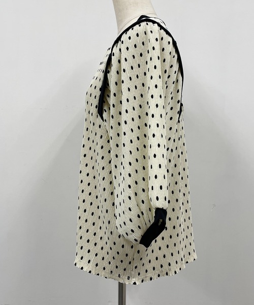 PICCIN（ピッチン）の「ドット楊柳プリントブラウス（シャツ/ブラウス・レディース・ブラック/オフホワイト・M/L）」の7枚目の写真