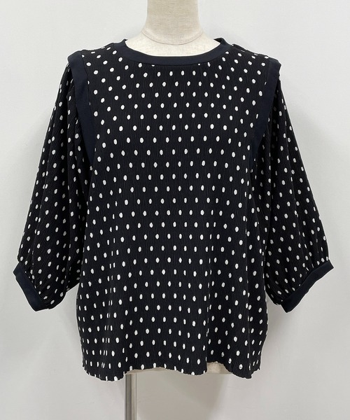 PICCIN（ピッチン）の「ドット楊柳プリントブラウス（シャツ/ブラウス・レディース・ブラック/オフホワイト・M/L）」の5枚目の写真