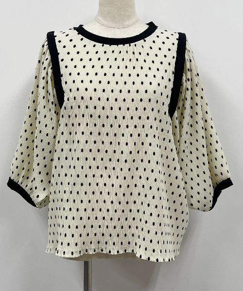 PICCIN（ピッチン）の「ドット楊柳プリントブラウス（シャツ/ブラウス・レディース・ブラック/オフホワイト・M/L）」の6枚目の写真