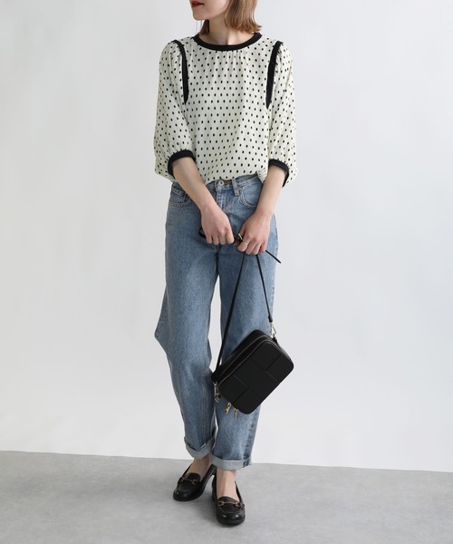 PICCIN（ピッチン）の「ドット楊柳プリントブラウス（シャツ/ブラウス・レディース・ブラック/オフホワイト・M/L）」の16枚目の写真