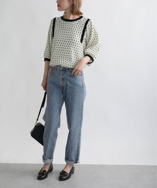 PICCIN（ピッチン）の「ドット楊柳プリントブラウス（シャツ/ブラウス・レディース・ブラック/オフホワイト・M/L）」の19枚目の写真